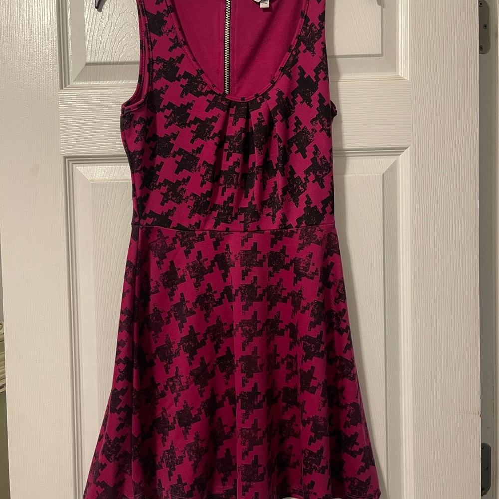 Pink and Black Houndstooth Dress